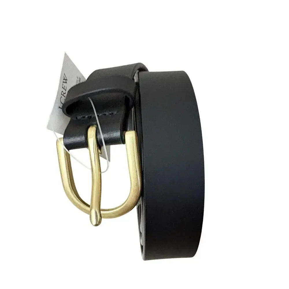 J.Crew Black Italian Leather Belt Gold Buckle Classic Minimalist Women’s M/L - Picture 3 of 7